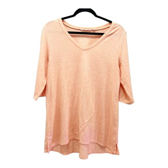 Soft Surroundings Coral Peach 3/4 Sleeve V-Neck Casual T-Shirt Tunic Size Medium - Picture 1 of 6